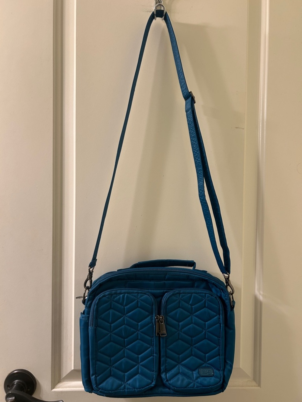 LUG Teal Quilted Navigator Crossbody Bag with Double Front Pockets - Picture 2 of 8